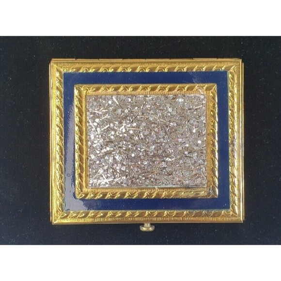 Vintage 1950's Dorset Fifth Avenue Powder Compact Lucite Silver Glitter Confetti - Picture 2 of 16